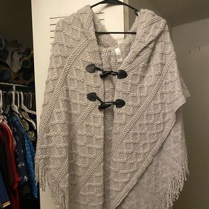 Soft grey knit poncho